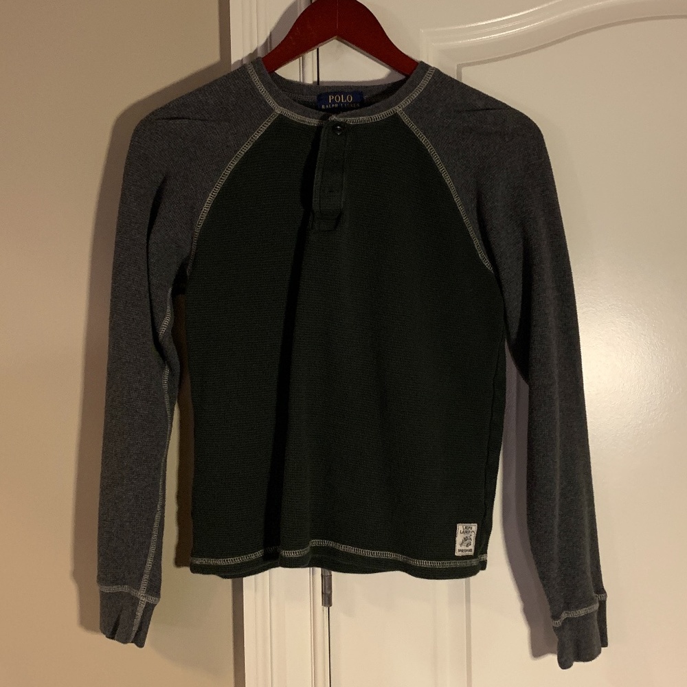 Polo Boys Black and Gray Long Sleeve Shirt Large 14 / 16
